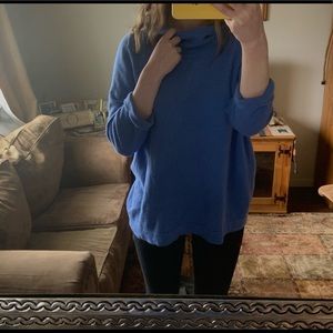 100% cashmere blue mock neck sweater